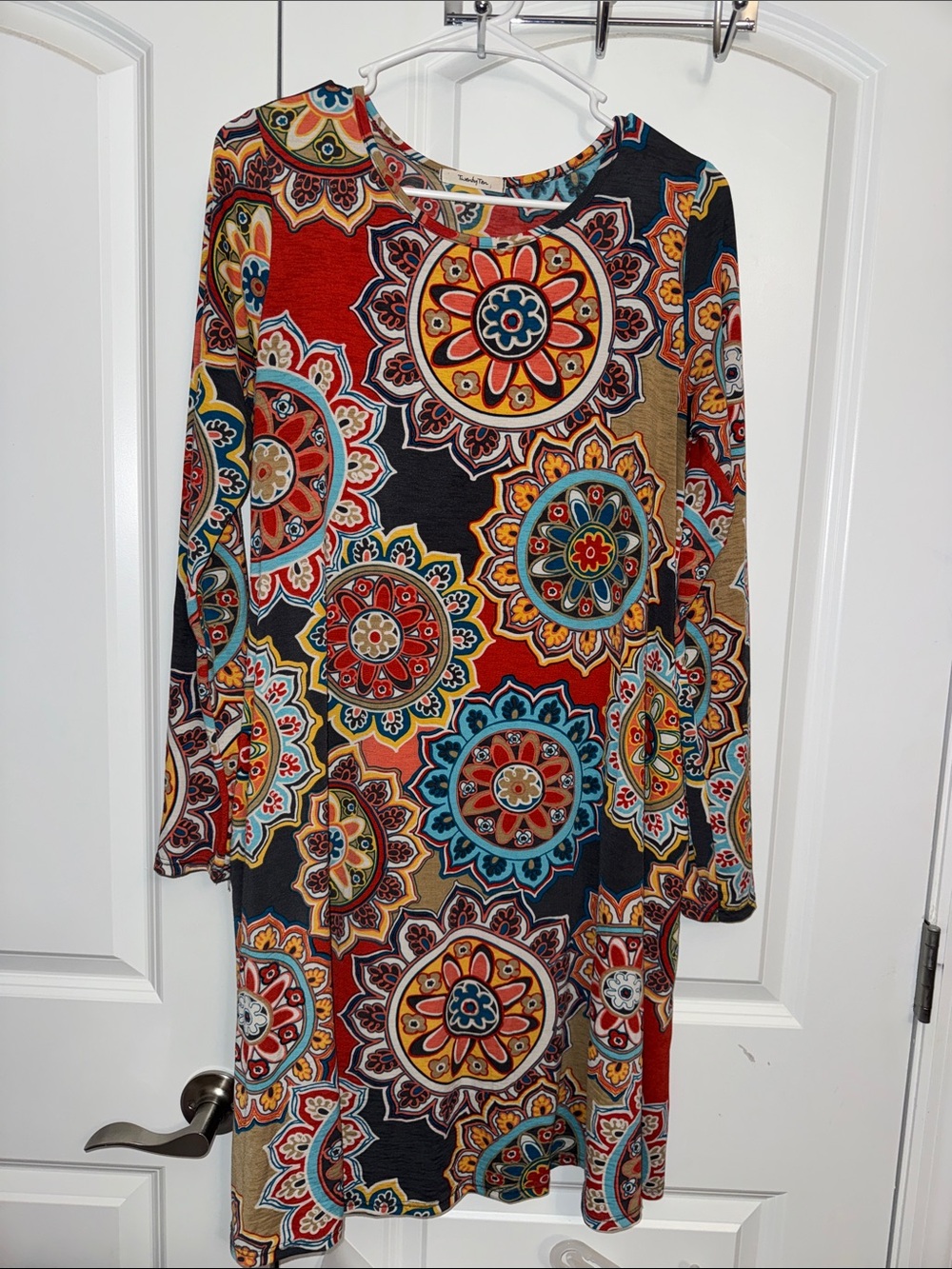 Twenty Multicolor Medallion Print Long Sleeve Dress